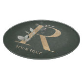 R Monogramm Floral Personalisiert Schneidebrett (Ecke)