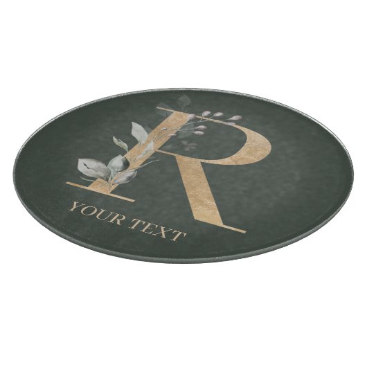 R Monogramm Floral Personalisiert Schneidebrett (Ecke)