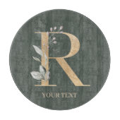 R Monogramm Floral Personalisiert Schneidebrett (Vorderseite)
