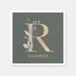 R Monogramm Floral Personalisiert Serviette