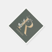 R Monogramm Floral Personalisiert Serviette (Ecke)