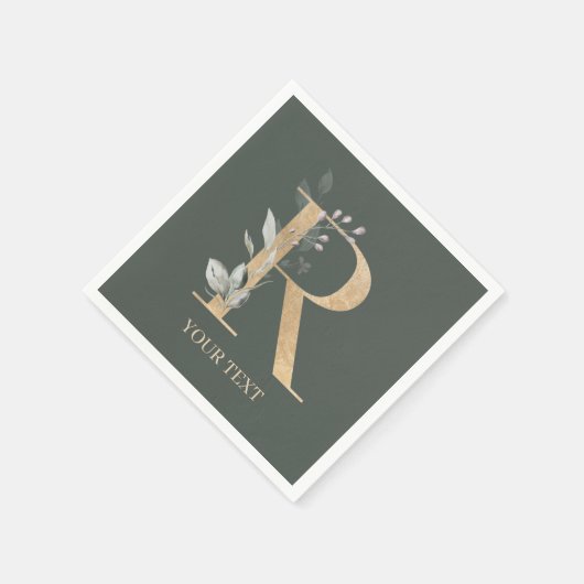 R Monogramm Floral Personalisiert Serviette (Ecke)