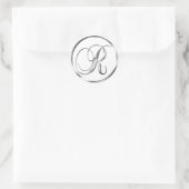 R Monogramm Imitate Silberumschlag oder Gutes Sieg Runder Aufkleber (Tasche)