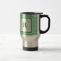 R-Monogramm in grün und beige Streifen