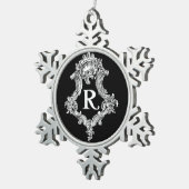 R-Monogramm-Initialen-Verzierung Schneeflocken Zinn-Ornament (Rechts)