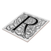 R Monogramm Keramik "Silver Besque" Fliese (Seite)