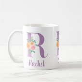 R Monogramm Lila Blumenfarbe Personalisiert Kaffeetasse (Links)