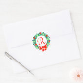 R Monogramm (Retro-Weihnachtsdraht) Runder Aufkleber (Umschlag)