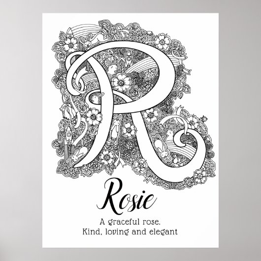 R monogramm tangle art Rosie name bedeutet Poster (Vorne)