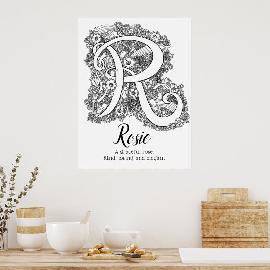 R monogramm tangle art Rosie name bedeutet Poster (Küche)