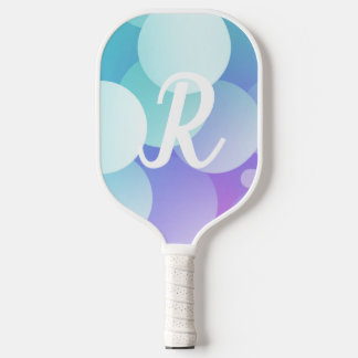 R Name Pickleball Paddle Lila Blue Buble Modern