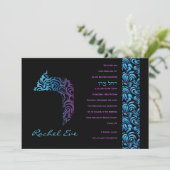 R Resh Hebrew Letter Set Bat Mitzvah Einladung (Stehend Vorderseite)