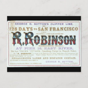R Robinson Clipper Segelschiff 1863 Postkarte