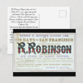 R Robinson Clipper Segelschiff 1863 Postkarte (Vorne/Hinten)