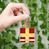 R Romeo Nautical Signal Flag + Your Name Schlüsselanhänger (Hand)