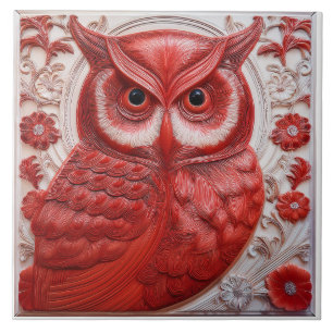 R rote falsche Relief Art Nouveau Eule Fliese