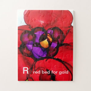 R - Rotes Bett für Goldalphabet-Kunst-Puzzlespiel Puzzle