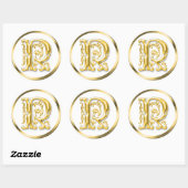 R Rundaufkleber in Gold Runder Aufkleber (Blatt)