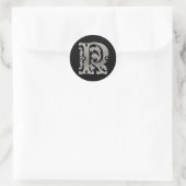 R Rundkleber in Silber Runder Aufkleber (Tasche)