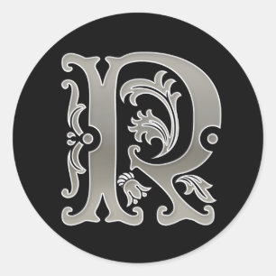 R Rundkleber in Silber Runder Aufkleber