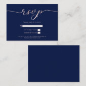 R.S.V.P. Hochzeitsankündigung Schließung Navy Pink Begleitkarte (Vorne/Hinten)