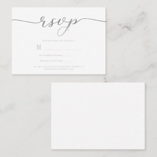 R.S.V.P. Hochzeitsankündigung - Silberskript Visitenkarte (Vorne/Hinten)