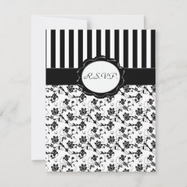 R.S.V.P.-Karte mit schwarzem und weißem Flor RSVP Karte