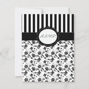 R.S.V.P.-Karte mit schwarzem und weißem Flor RSVP Karte