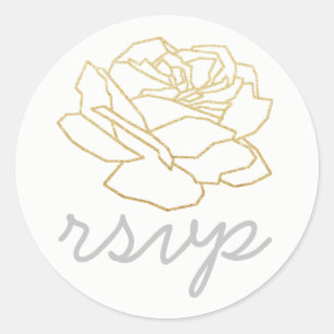r.s.v.p. Rose Blume, Blumenhochzeit uAwg Runder Aufkleber