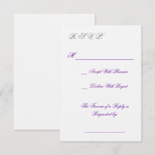 R.S.V.P. RSVP KARTE (Vorne/Hinten)