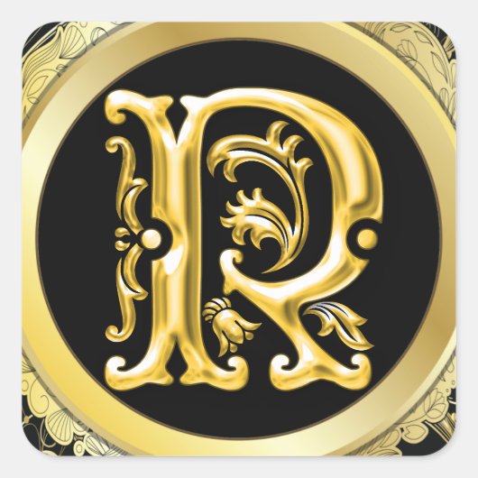 R Square Sticker in Gold (Vorderseite)