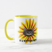R U KITTEN MICH?! Sonnenblumenkite Gesicht Humor Tasse (Links)