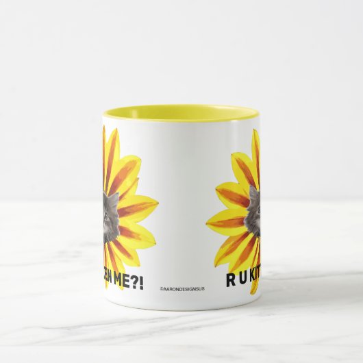 R U KITTEN MICH?! Sonnenblumenkite Gesicht Humor Tasse (Zentrum)