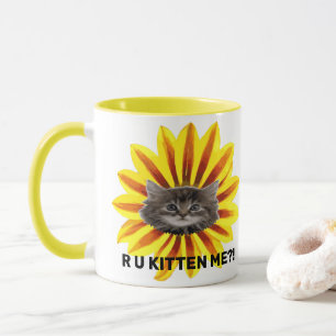 R U KITTEN MICH?! Sonnenblumenkite Gesicht Humor Tasse