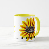 R U KITTEN MICH?! Sonnenblumenkite Gesicht Humor Tasse (VorderseiteRechts)