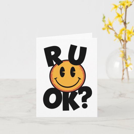 R U Ok Smiley Design Sticker für psychische Gesund Karte (Gelbe Blume)
