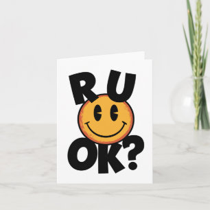 R U Ok Smiley Design Sticker für psychische Gesund Karte