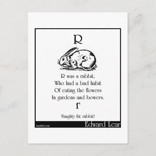 R war ein Kaninchen, Postkarte (Vorderseite)