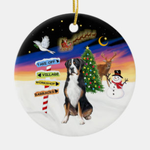 R - Weihnachtsschilder - Großer Schweizer Hund Keramikornament