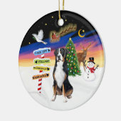 R - Weihnachtsschilder - Großer Schweizer Hund Keramikornament (Links)