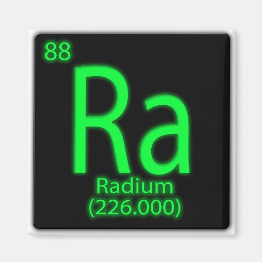 Ra Radium leuchtet im Dunkeln. Radium wird wie Magnet (Vorne)
