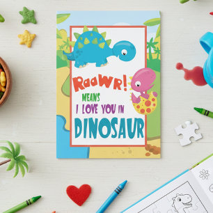Raawr Manche lieben dich Dionsaur Valentinstag Kin Karte