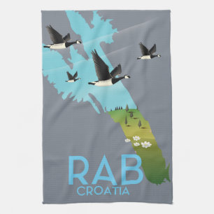 Rab Coratia Karte im Vintage-Stil Geschirrtuch