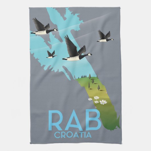 Rab Coratia Vintage Stilkarte Geschirrtuch (Vertikal)