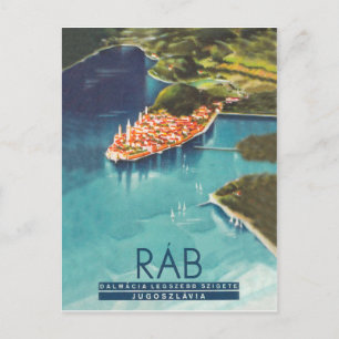 Rab Insel, Dalmatien, Kroatien, Vintage Reiseposte Postkarte