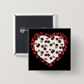 RAB Kirschen Leopard Print Heart Rockabilly Button (Vorne & Hinten)