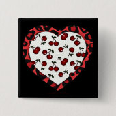 RAB Kirschen Leopard Print Heart Rockabilly Button (Vorderseite)