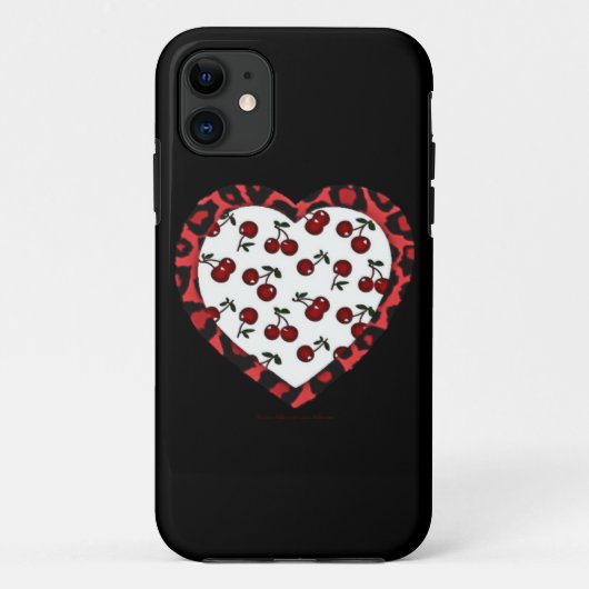 RAB Kirschen Leopard Print Heart Rockabilly Case-Mate iPhone Hülle (Rückseite)