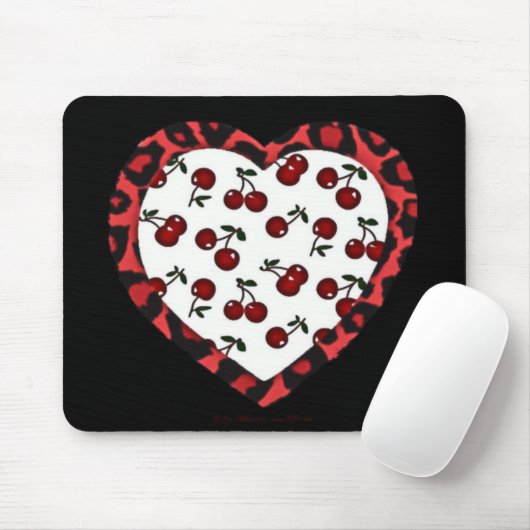 RAB Kirschen Leopard Print Heart Rockabilly Mousepad (Mit Mouse)