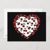 RAB Kirschen Leopard Print Heart Rockabilly Postkarte (Vorne/Hinten)